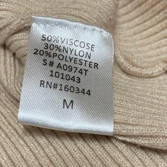 Anna Rae Women's Beige Tan Ribbed Knit Mockneck Cutout Long Sleeve Sweater Top M - Picture 4 of 4